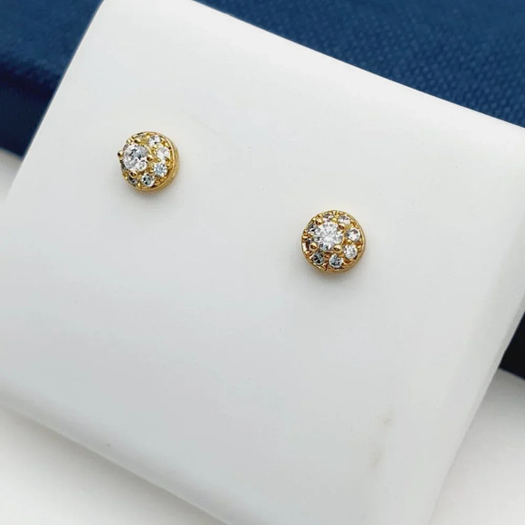 "14K Gold Plated Cubic Zircon Earrings, INUS1BR043 - Picture 2 of 9